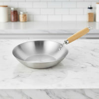 Stainless Steel Wok No Coating Chinese Wok Rust Resistant for Chefs