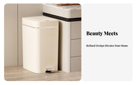Foot Pedal Waste Bin Gentle-Close Lid Lidded Push-Top Bin Double-Opening Trash Can Hands-Contactless Function Slim Rectangular