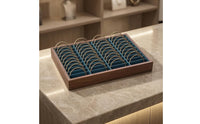 Walnut Finish 40-Slot Bracelet Tray Wood-Look Bracelet Organizer Tray Metal Loop Supports