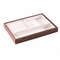 Modular Walnut Jewelry Display Set Elegant Design Wooden Jewelry Holder Velvet Lined for Retail Shop