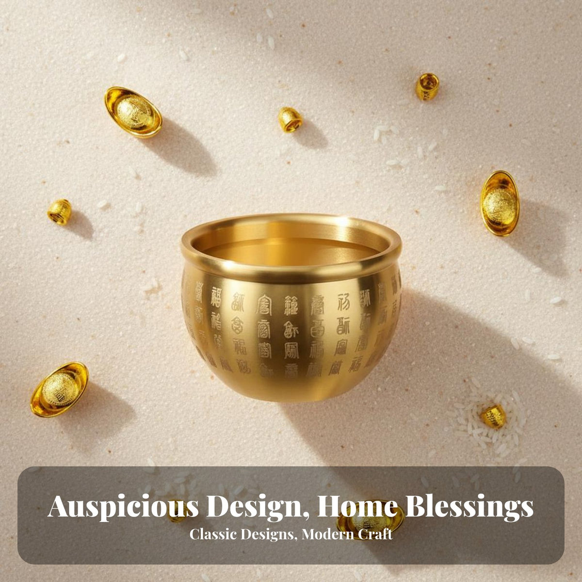 Feng Shui Treasure Bowl Auspicious Feng Shui Prosperity Basin Finely Crafted Brass Treasure Basin for Business Owners, Collectors, Living Room, Office