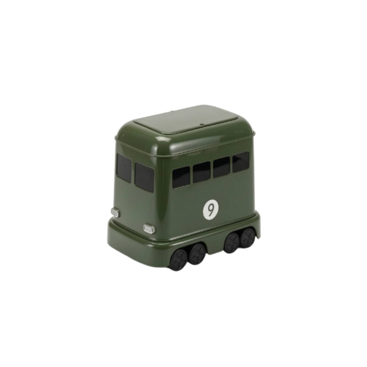 Bus Trash Bin Space-Saving Trash Bin with Wheels Narrow Wastebasket Compact Press-to-Open for Children, Bedroom, Living Room