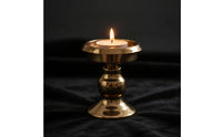 Short Taper Candle Holder Small Taper Candle Holder with Wide Base Metallized Candlestick with Pedestal Base for Wedding
