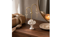 floralThemed Earring Display Stand Gold-Toned Decorative Jewelry Stand Polished Jewelry Display Organizer Stable Base