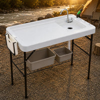 Folding Fishes Cleaning Table Wire Rack Fishes Cleaning Table Open Storage Shelf Outdoor Utility