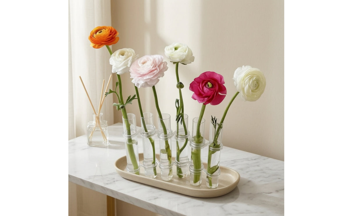 Test Tube Vase Light Luxury Water-Based Test Tube Set Elegant Design Single Stem Flower Holder for Living Room, Windowsill, Wedding Centerpiece