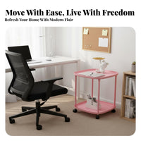 With Wheels Mobile Bedside Table Space Saving Multi-Tier Side Table Minimalist Design Wheeled Storage Trolley Easy Mobility for Apartment Dwellers, Office Workers, Bedroom, Small Areas, Living Room, Bathroom