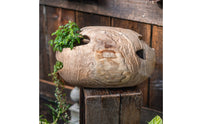 Wooden Flower Pot Rustic Wooden Aesthetic Vase Decorative Wood Log Planter for Balcony, Garden, Patio