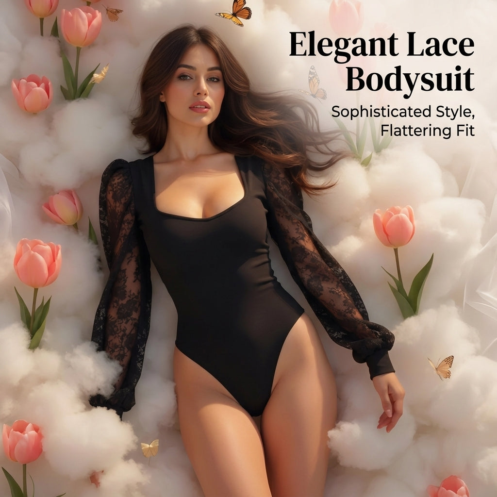 Swimsuits for Women, Elegant Lace Long Puff Sleeve Swim Dress for Water Park, for Older Ladies, Comfortable Polyester Swimwear