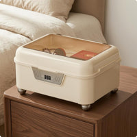 Clear Tinted Lid Jewelry Lock Box Rectangular Combination Lock Box Rounded Corners Lockbox Small Feet