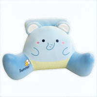 Removable Liner Cartoon Reading Pillow Embroidered Face Soft Backrest Cushion Checkered Textile Bed Rest Pillow Winged Design for Sofa