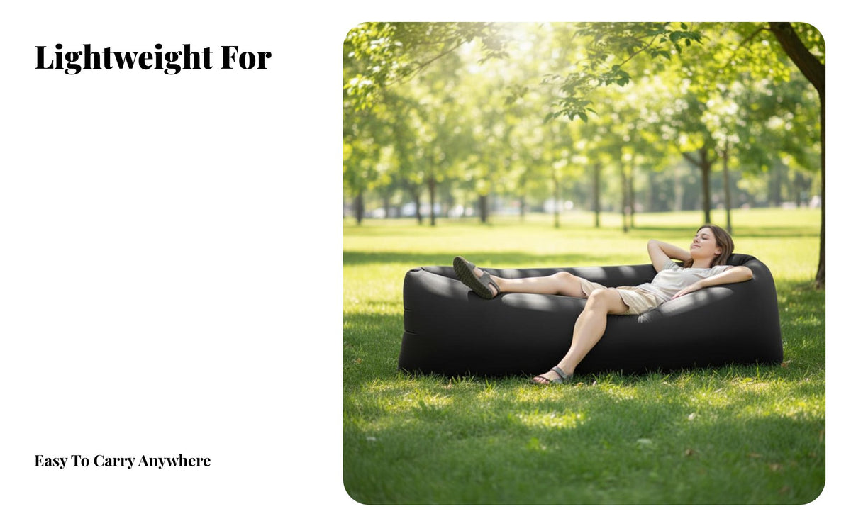 Portable & Lightweight Wind-Inflated Lounger Easy Inflation Wind-Filled Lounger No Pump Required inflatable lounger Anti-Leak Design for eventfestival-outdoorersers, Beachfestival-outdoorersers, Travelers, Camping, Music events, Picnics, Beach