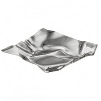 Square Tray with Wavy Surface Sculptural Stainless Steel Tray Modern Metal Fruit Bowl for Dining Table