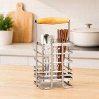 Kitchen Utensil Holder, Modern Carbon Steel Knife Block with Knife Compartment, Cutlery Box for Countertop and Work Surface, with Chopstick Holder