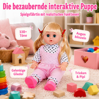 Interactive Princess Baby Doll, 34 cm Doll with Bottle and Joints, Drinks & Wets, for Role Play
