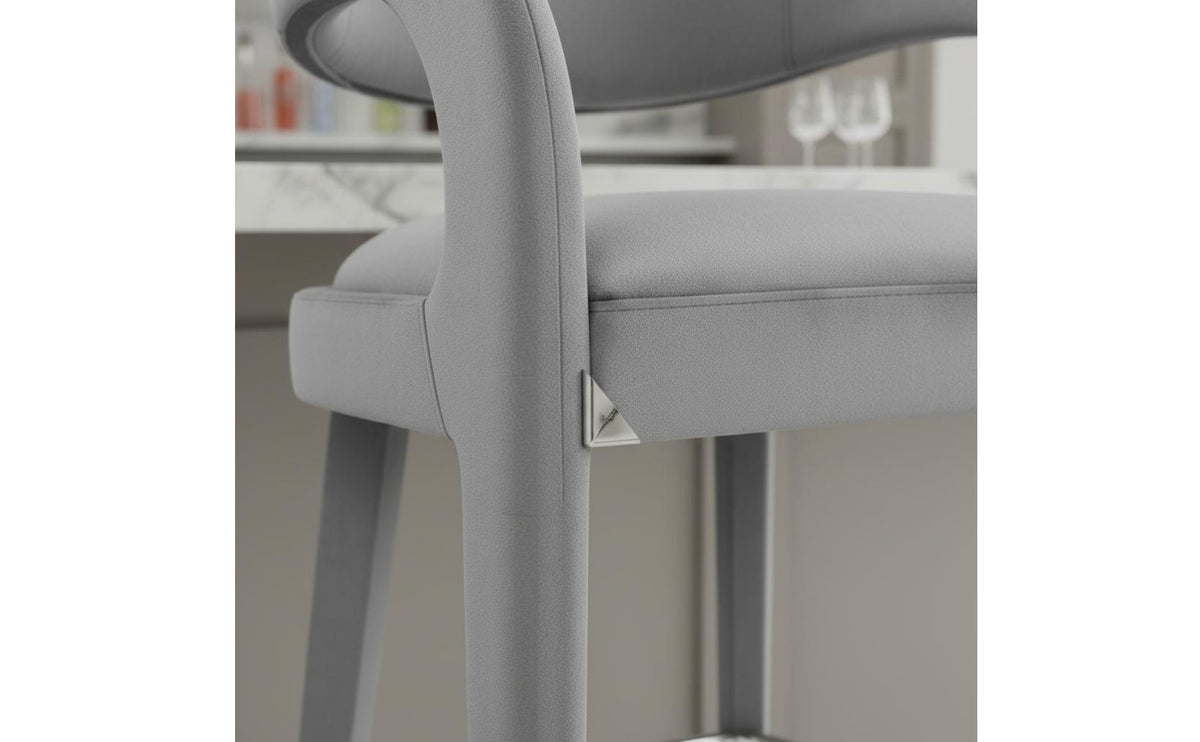High Back Bar Stool Solid Wood Frame Upholstered Counter Stool Luxury Style Modern Curved Back Bar Chair for Kitchen, Dining Room