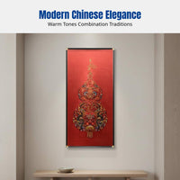 Embroidered Wall Art, New Chinese Style, Suzhou Embroidery, Gourd Motif, Entryway Decor, Vertical Framed Painting