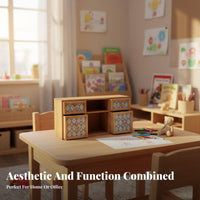 Multi-Drawer Mushroom Desk organizer Cute Design Desktop Organizer Retro aesthetic Stationery Holder Multifunctional for children, Students, Office Workers