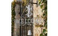 Wrought Iron Welcome Sign Bell Highlight Hanging Welcome Sign Classic Design Outdoor Decor for Patio