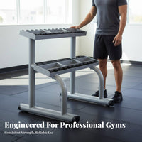 2 Tier Dumbbell Rack Stable Design Commercial Dumbbell Holder Construction Heavy Duty Weight Organizer for Personal Trainers, Fitness Studio