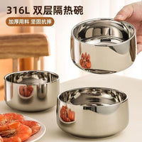 食品级双层不锈钢碗家用防摔防烫隔热儿童不锈钢碗成人汤饭碗批发