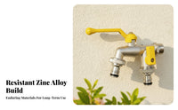 Zinc Alloy Two-Outlet Tap Threaded Inlet doubleOutlet Water Tap Rust Resistant Plumbing Fixture Leak Proof for Garden