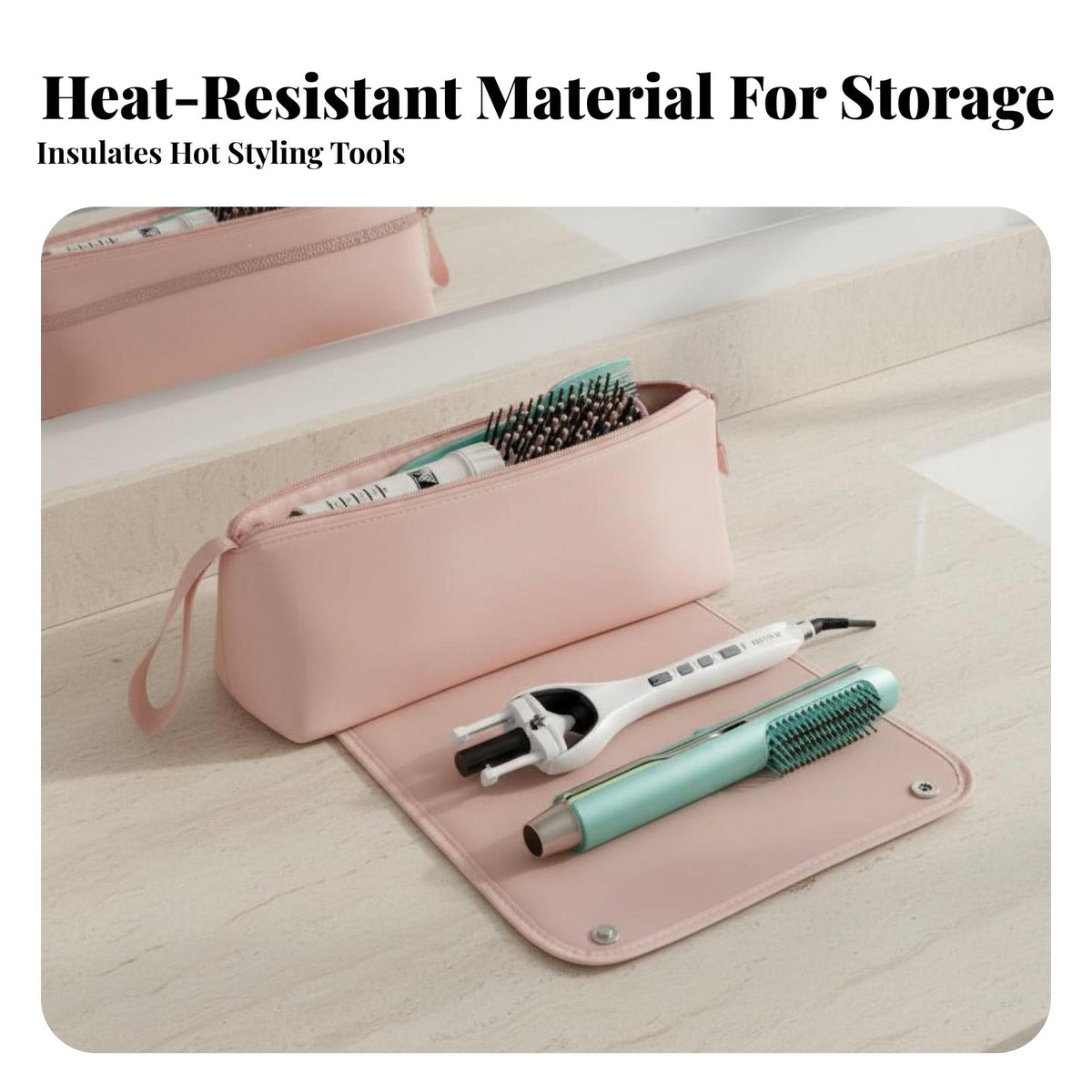 Hair Straightener Storage Bag Portable Waving Iron Travel Case Large Capacity Heat Resistant Styling Tool Bag for Women, Teens, Salon, Suitcase, Home