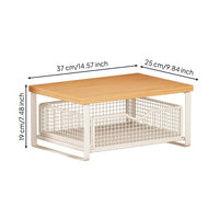 Desktop Printer Stand  Compact Wire Drawer Basket Organizer Unobstructed Front 2 Tier Desk Shelf