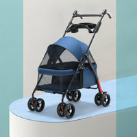 Collapsible Foldable Pet Stroller Breathable Pet Stroller with Canopy Lightweight Carrier Portable for Cats, Young Dogs, Veterinarian Visits, Shopping