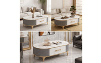 Coffee Table with Storage Drawer Faux Stone Finish Coffee Table with Drawer Modern for Living Room