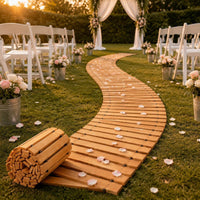 Wooden Garden Path Easy to Install Roll out Walkway Decorative Portable Wooden Pathway for Party