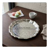 Ornate Metal Tray Light Luxury Edge Tray Versatile Servingware for Party