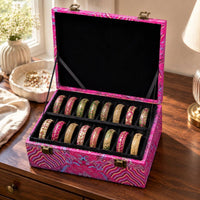 Brocade Jewelry Box Divided Tray Compartment Jewelry Box Metal Latches Storage Item