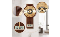 Decorative Wall Clock with Deer Antlers Classic Wooden Pendulum Wall Clock Vertical Vintage for Living Room, Entryway