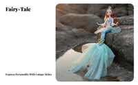 Mermaid Princess Doll 11 Movable Joints Aquatic Tail Princess Toy Articulated Mermaid Doll Three-Dimensional Realistic Eyes