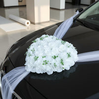 Wedding Car Decoration Set Artificial Flowers Wedding Car Flower and Ribbon Kit Universal Fit Picture-Perfect for Newlyweds