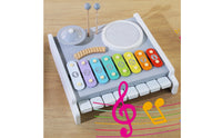 Colorful Musical Instrument Toy Set with Drums and Cymbals Early Learning Toddler Piano Drum Set Educational Kids Music Station Multi-Functional for Preschool