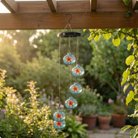 Funnel Hummingbird Feeder Wind Chime Cleaning Brush Decorative Hummingbird Feeder Round Top Cap Wind Chime Decoration Metal Hook for Garden, Patio