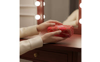 Brocade Lipstick Case Button Closure Mirror Lipstick Holder Compact Mirror Makeup Box for Everyday Purse Use