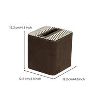 Wooden Tissue Box with Leather Rounded Corner Desktop Tissue Box Striped Home Decor for Coffee Table, Office