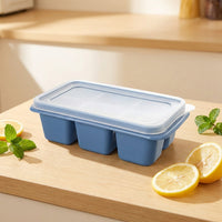 Baby Food and Ice Tray Set for Home Bar, Large Square Cube Tray with Lid and Soft Bottom for Easy Release, Pack of 6 Ice Box, Party Supplies