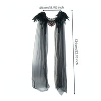 Shoulder Cape with Feathers Feathered Gothic Cape with Cranium Transparent Capelet for Cosplayers, Entertainers