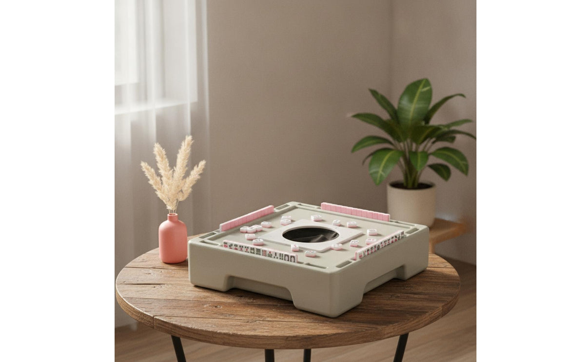 Portable Tabletop Mahjong Machine Compact Mahjong Table with Tiles AllAll-in-One Slim Design for Dorm Rooms, Camping