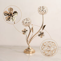 Gold Candelabra Floral Candlestick with Branches Sculptural Candle Holder Tabletop for Decorators