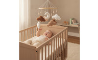 Baby Mobile with Wooden Hoop Teddy-Fleece Soft Mobile with Clouds Soft Hanging for Newborns, Crib, Nursery