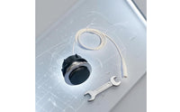 Retrofit Foot-Operated Toilet Switch Chrome Circular Trim Toilet Push Button White Cable Single Flush Button Connector End
