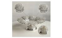 Decorative Serving Dish Silver-Toned Embossed Serving Tray Electroplated Platter for Party Planners, Banquet Tables, Afternoon Tea