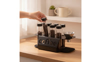 Countertop Coffee Bean Display Rack Metal Coffee Bean Rack with Glass Jars Sealed Stand Space-Saving for Kitchen
