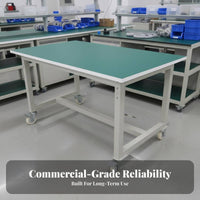 Anti Workbench High Load Capacity Mobile Workbench on Wheels Stable and Sturdy Two-Tier Workstation Cart for Technicians, Lab, Auto Shop