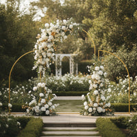 3 Pieces Gold Backdrop Arch Stand Elegant Arch Backdrop Stand Cylindrical Wedding Arches Slim for Event Decorators, Weddings, Parties, Photo Booths